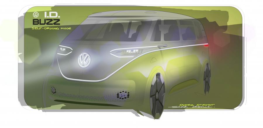 Эскиз Volkswagen I.D. Buzz 2017 года  (фото 33 из 82)
